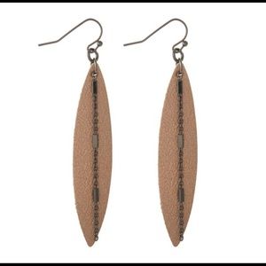 Rose Gold Long faux leather earrings